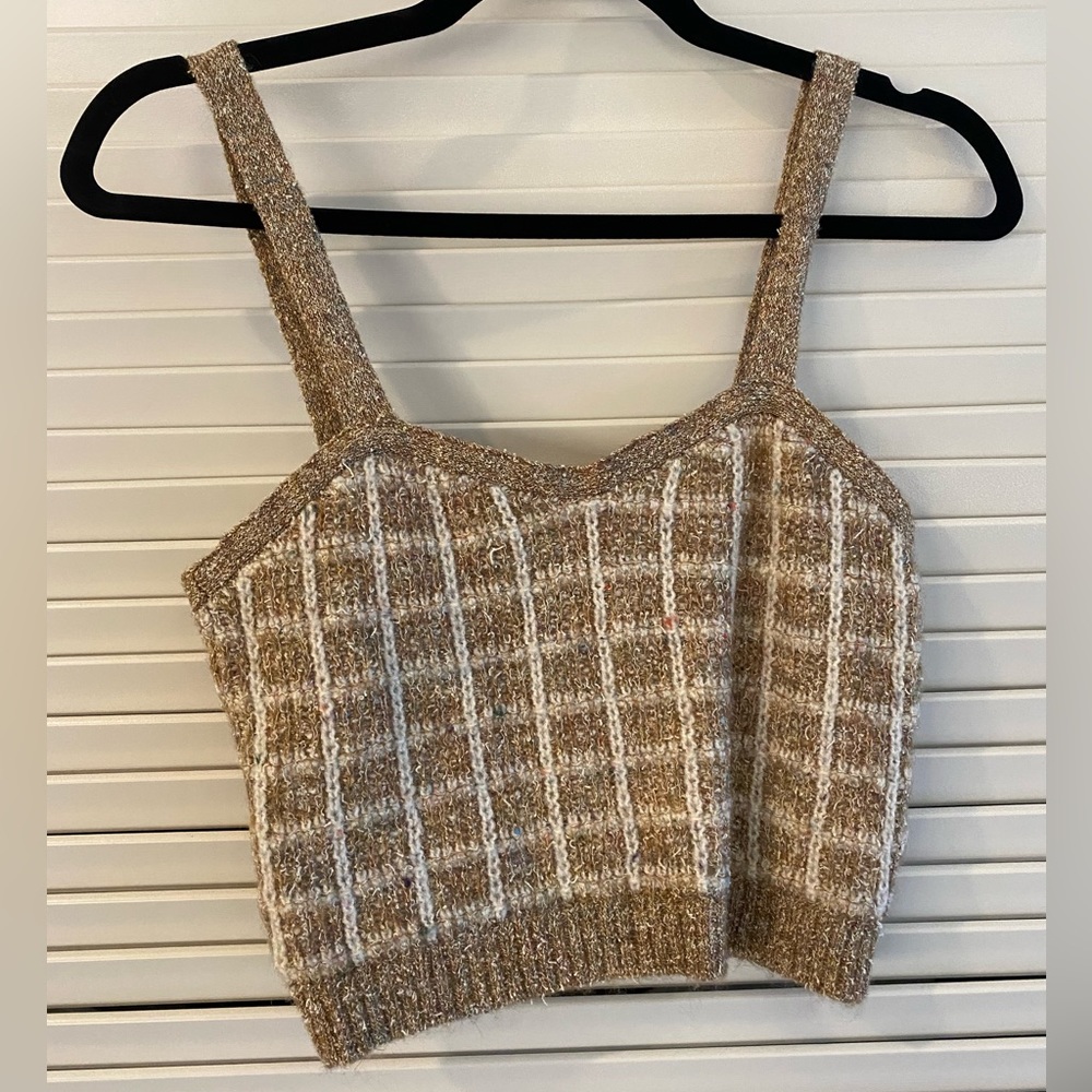 MANGO - Cropped Wool/Tweed Knit Tank